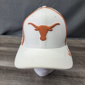 Texas Longhorns Hat Cap Fitted Mens M/L White Orange NCAA Football Nike Dri-FIT